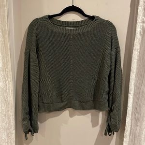 Hollister Forrest Green Bell Sleeve Knit Sweater